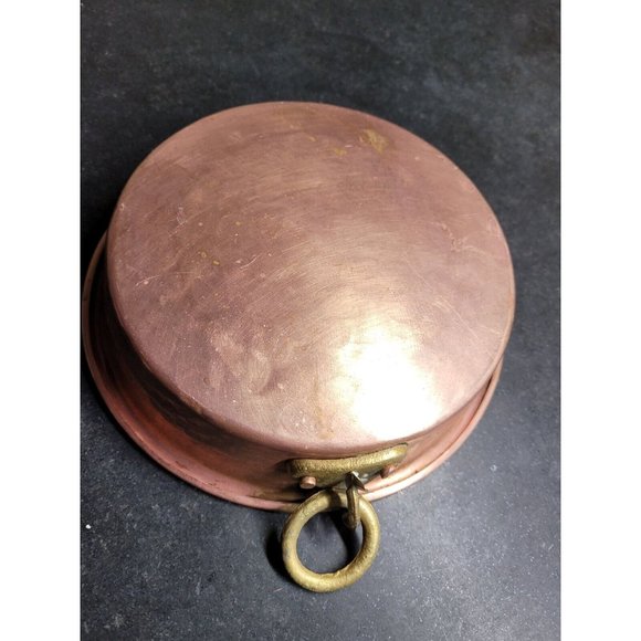 Antique Hammered Copper Baking Pan, c.1880’s, Rivited Brass Ring Tin Lined 7"